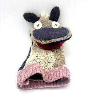 Cate & Levi Hand Puppet Cow Premium Reclaimed Wool Handmade Canada Pretend Play